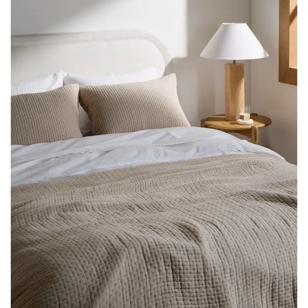 Parachute Air Organic Cotton Quilt King/cal King Bisque & 2 Kg Sz Shams NEW $398